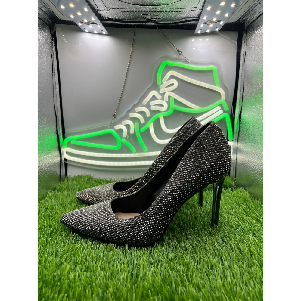 Mix No. 6 Womens Gunmetal Rhinestone Pointed Toe Stiletto Pumps Size 6.5M